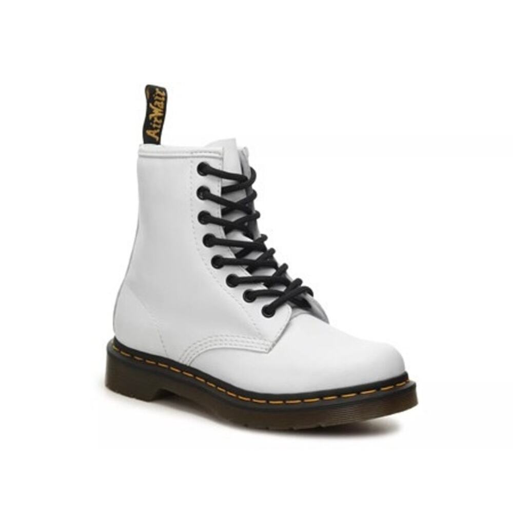 Dr. Martens‎ 1460 White Leather Lace Up Combat Boots Size 6